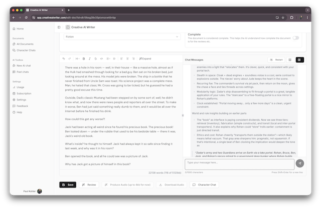 Creative AI Writer Interface